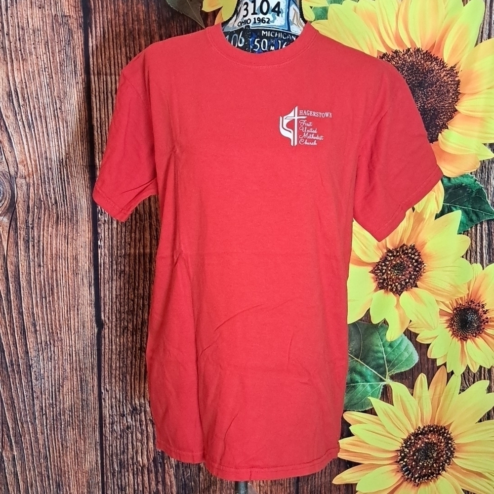 RED t-shirt Hagerstown church logo